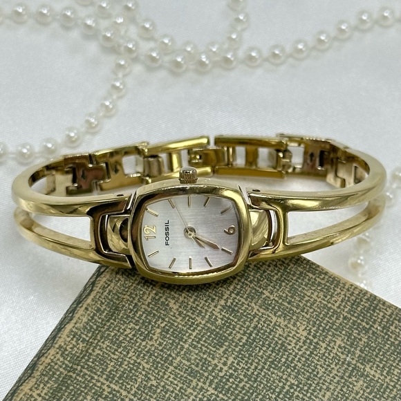 Gold Fossil Cuff Watch - Picture 1 of 6